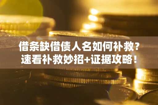 武汉借条缺借债人名如何补救？速看补救妙招+证据攻略！